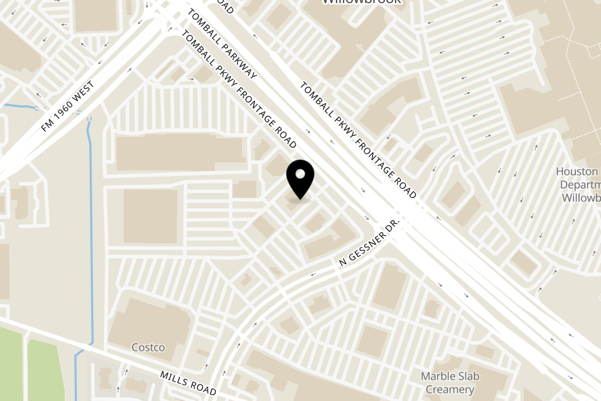 Map showing the location of Boudreaux's II Willowbrook on 17595 Tomball Pkwy in Houston